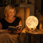 3D Moon Night Lamp 7 Multi Colors Changing Touch Sensor with Wooden Stand Night Lamp