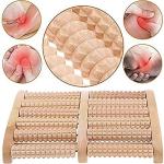 Dual 6 Row Foot Wooden Massager Roller Plantar Fasciitis Relief Feet Pain Muscle Relaxation Massage Tools