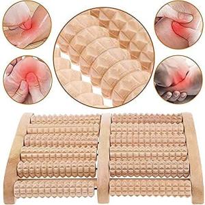 Dual 6 Row Foot Wooden Massager Roller Plantar Fasciitis Relief Feet Pain Muscle Relaxation Massage Tools