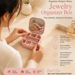 Jewelry Organizer Box with Mirror