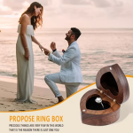 Heart-shaped wooden ring box