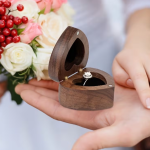 Heart-shaped wooden ring box